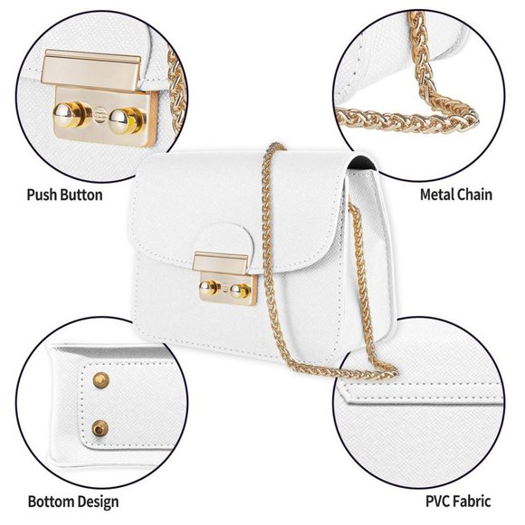 Small Evening Bags for Women Crossbody Bag Chain - White - Picture 6 of 7